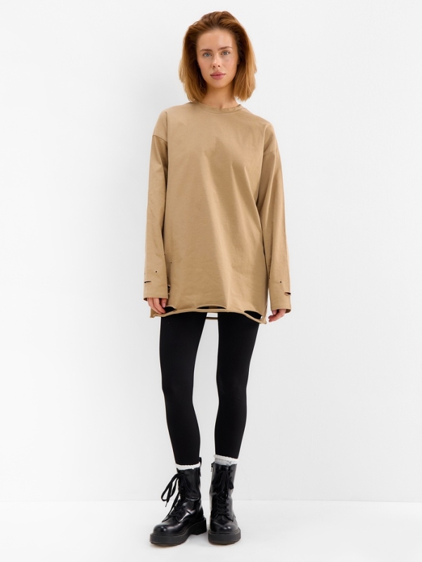 Футболка с длин. рукавом женский MINAKU: One Most Brand, цвет коричневый, ONESIZE