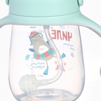 Поильник - непроливайка детский с силиконовой трубочкой &laquo;Чайка&raquo;, 260 мл., с ручками, голубой