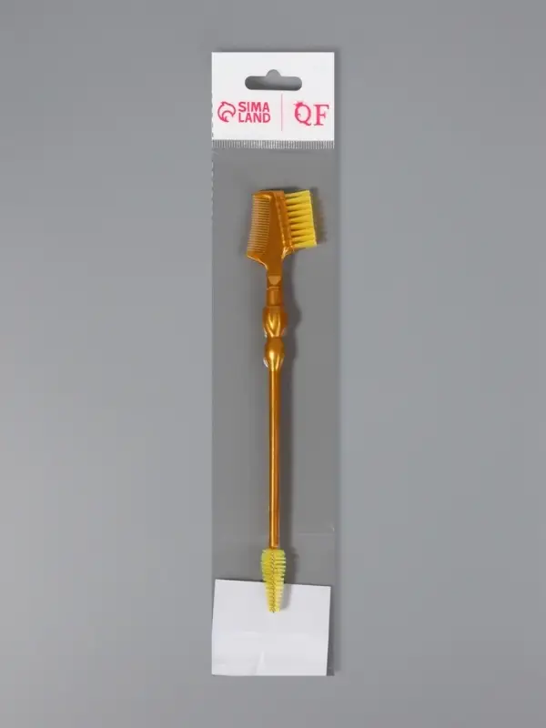 Кисть для макияжа, 2в1, 18.5 см, золотистый