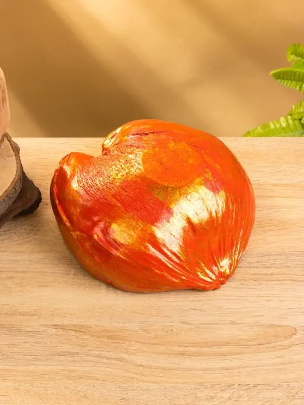 Чаша из кокоса, 24х22х10 см, красный-золотой