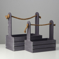 Набор кашпо деревянных 2 в 1 (25.5&times;15&times;30; 20&times;12&times;23) "Прованс", серый графит