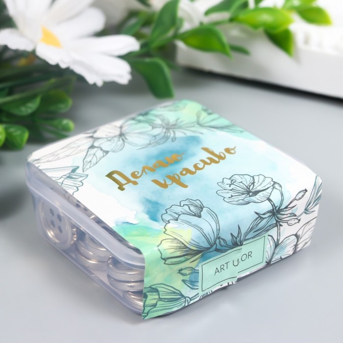 Пуговицы пластик 4 прокола Пуговицы пластик 4 прокола "Серебро" 1,5х1,5 см набор 40 шт 2х5,5х5,5 см