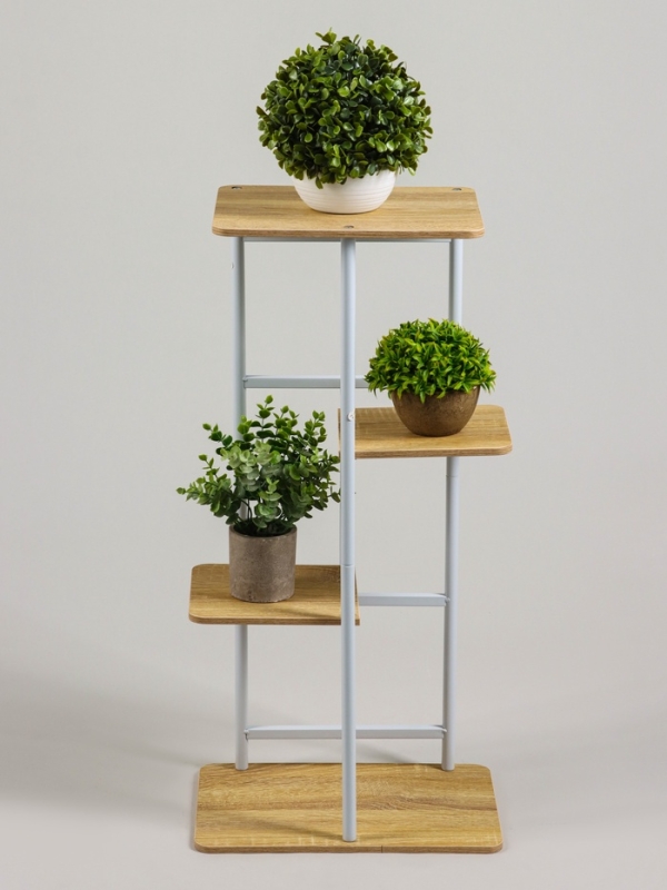Подставка для цветов Greengo, 4 полки, 36 &times; 23 &times; 74 см, напольная, каркас металл, полки МДФ, белая