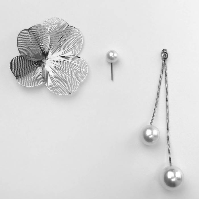 Серьги с жемчугом &laquo;Бусина&raquo; каталея, цвет серебро