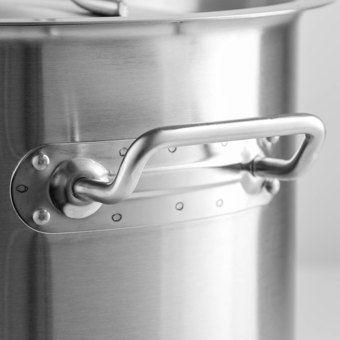 Кастрюля из нержавеющей стали Hanna Kn&ouml;vell HoReCa, 15 л, толщина 0,8 мм, 201 сталь, дно 3 мм, металлическая крышка, с теплораспределительным слоем, индукция