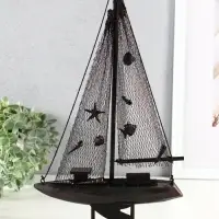 Корабль сувенирный на подставке "Парусник рыбацкий" красно-коричневый 21,5х6,5х37,5 см