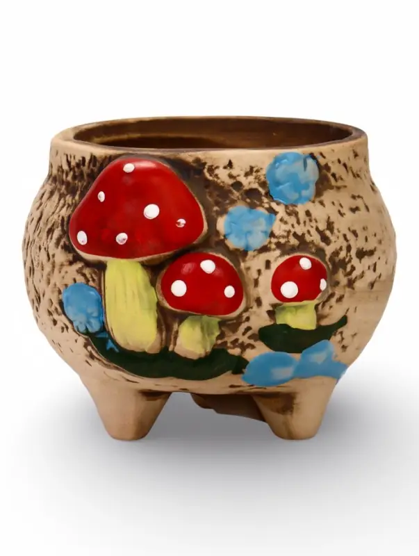 Декоративный горшок для цветов &laquo;Грибы&raquo;, 7&times;7&times;7 см, керамический, Greengo