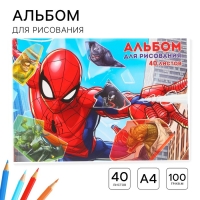 Альбом для рисования А4, 40 листов 100 г/м&sup2;, на склейке, Человек-паук