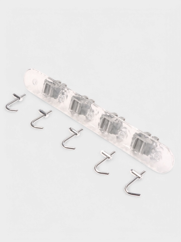 Держатель для швабр настенный самоклеящийся, прозрачная основа, 4 отделения, 42,5х6х6