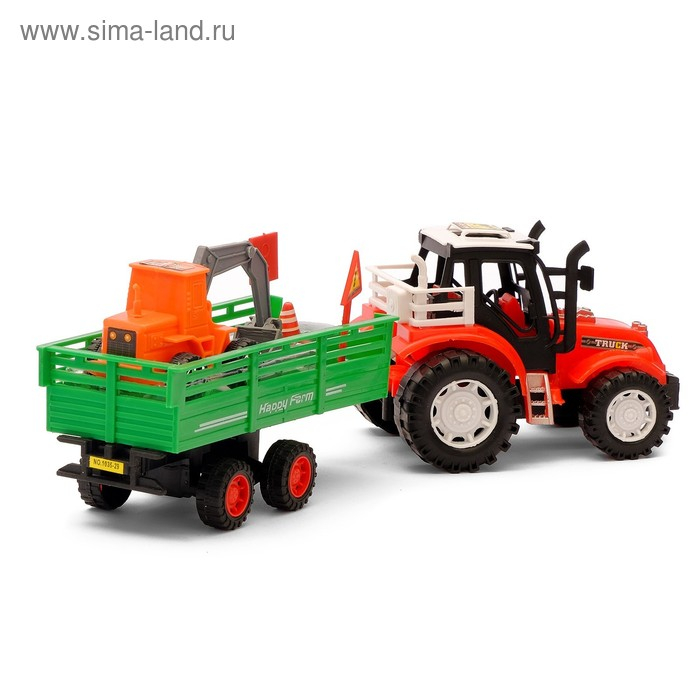 Трактор инерционный &laquo;Фермер&raquo;, с прицепом, цвета МИКС