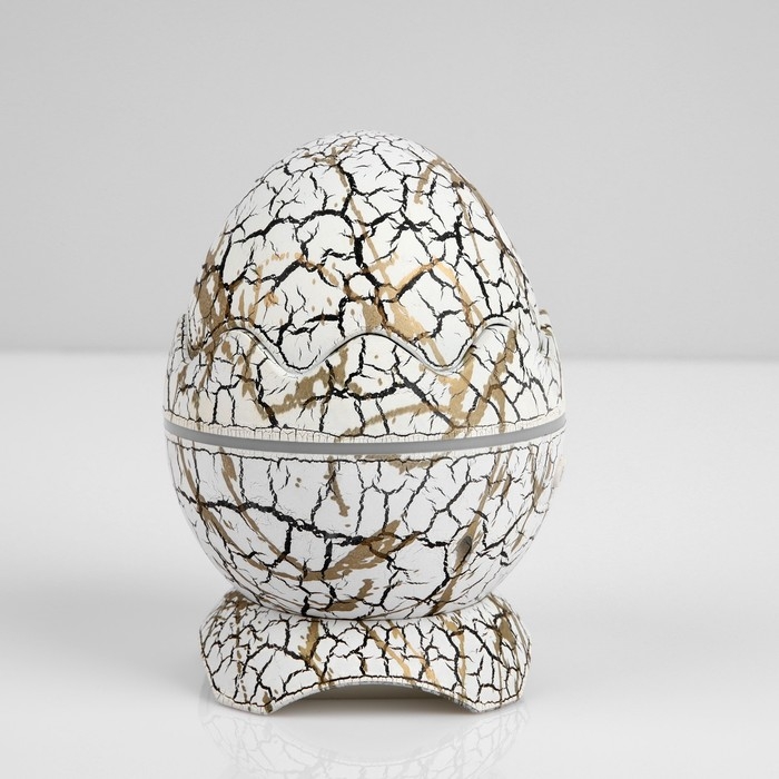 Световой прибор &laquo;Яйцо динозавра&raquo; 10 см, динамик, съёмная полусфера, свечение RGB, пульт ДУ, USB, белый