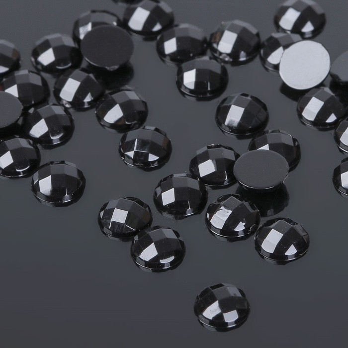 Стразы плоские клеевые (набор 40 шт.), 6мм, цвет чёрный Стразы плоские клеевые (набор 40 шт.), 6мм, цвет чёрный
