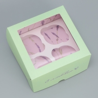 Коробка для капкейков, кондитерская упаковка двухсторонняя, 4 ячейки «С любовью», 16 х 16 х 10 см Коробка для капкейков, кондитерская упаковка двухсторонняя, 4 ячейки «С любовью», 16 х 16 х 10 см