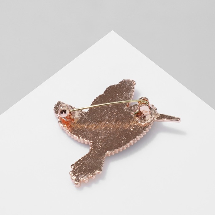 Брошь &laquo;Птица&raquo;, цветная в розовом золоте