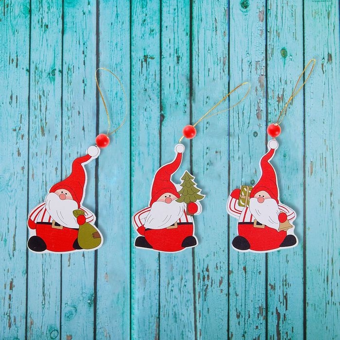 Подвеска новогодняя &laquo;Дед Мороз&raquo;, золотая нить, МИКС