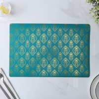 Салфетки сервировочные на стол Доляна &laquo;Перья&raquo;, 4 шт, 30&times;45 см, цвет бирюзовый