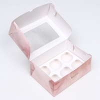 Коробка для 6 капкейков с окном , "Прекрасных моментов", 25 х 17 х 10 см