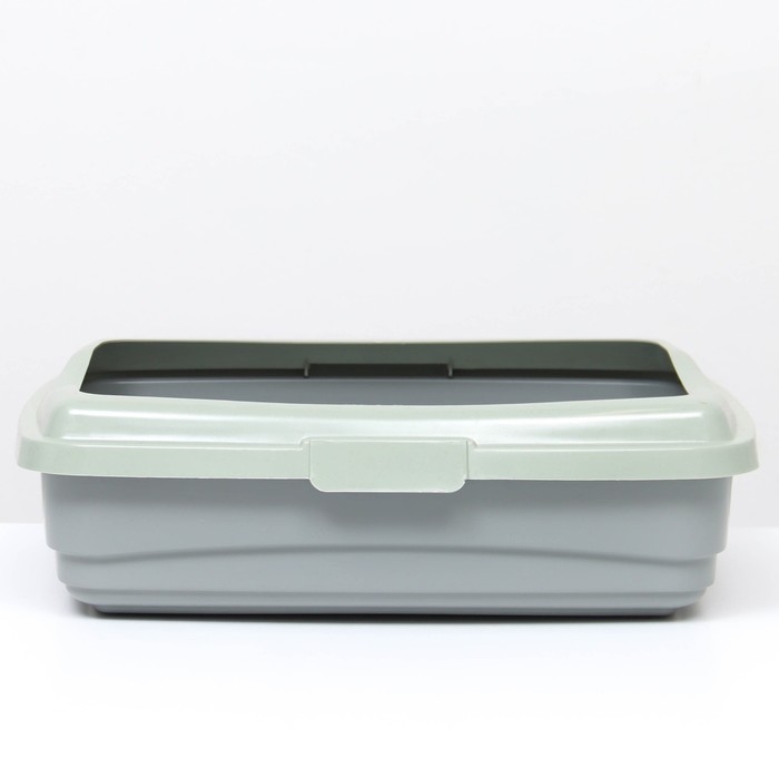 Лоток большой с бортиком Atlantis "Стандарт", 43 х 33 х 12,5 см, серый