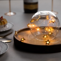 Гирлянда &laquo;Нить&raquo; 2 м роса с насадками &laquo;Звёздочка&raquo;, IP20, серебристая нить, 20 LED, батарейки ААх2 (нет в комплекте), свечение тёплое белое