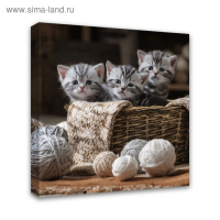 Картина на подрамнике "Котята" 30*30 см