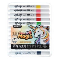 Набор маркеров акриловых 12 цветов, круглый наконечник, для любой поверхности Набор маркеров акриловых 12 цветов, круглый наконечник, для любой поверхности