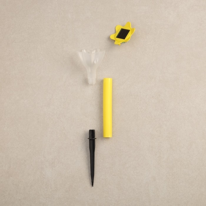 Садовый светильник на солнечной батарее &laquo;Цветок жёлтый&raquo;, 6 &times; 29 &times; 6 см, 1 LED, свечение белое