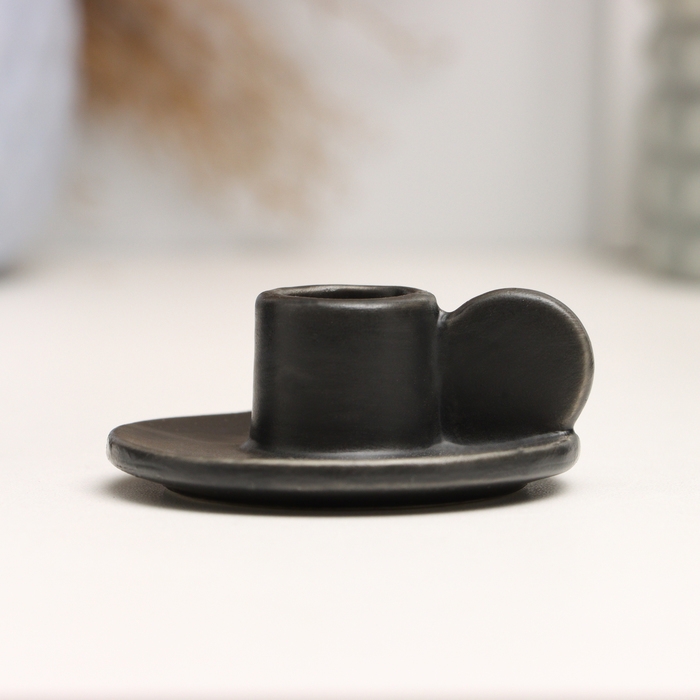 Подсвечник "Саймон" черный глянец, 3х6х6см