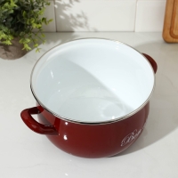 Кастрюля эмалированная, &laquo;Бордо&raquo;, 4 л, стеклянная крышка, индукция, цвет бордовый