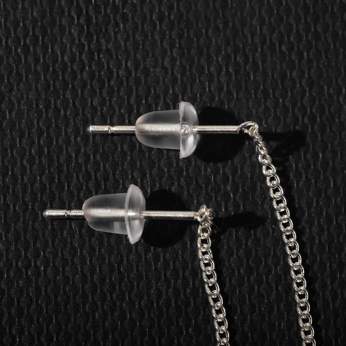 Серьги металл &laquo;Цепочки&raquo; шарики, цвет серебро