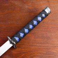 Макет оружия &laquo;Сувенирные катаны на подставке 2в1. Драконы золото на синем&raquo;, подарочный набор, ножны ткань, 47 см; 70 см