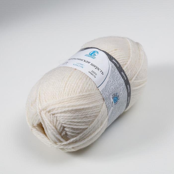 Пряжа Пряжа "Аргентинская шерсть" 100% импортная шерсть 200м/100гр (205, белый)
