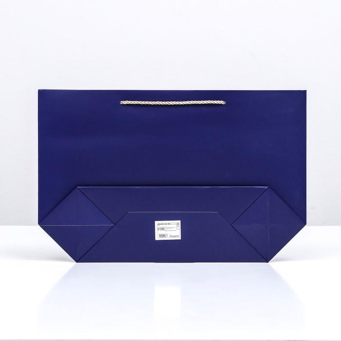 Пакет подарочный с лентой 30 х 27,5 х 12 см "Синий"