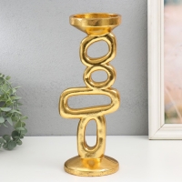 Подсвеник полистоун на 1 свечу "Абстракция. Геометрия" золото 10,5х12х30 см