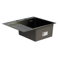 Мойка кухонная AFLORN AF95848F-R, врезная, правая, S=3 и 0,8 мм, 58х48х22 см, сифон, графит Мойка кухонная AFLORN AF95848F-R, врезная, правая, S=3 и 0,8 мм, 58х48х22 см, сифон, графит