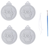 Ёлочное украшение под раскраску &laquo;Милашка&raquo; 4 шт., кисть