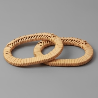 Ручки для сумок деревянные, плетёные, d = 9,8 &times; 5,9 / 13,5 &times; 9,5 см, 2 шт, цвет бежевый