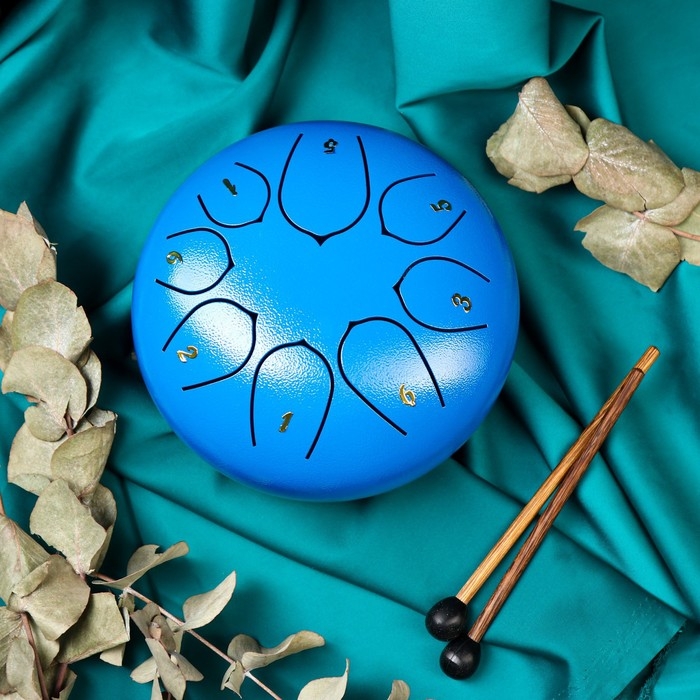 Глюкофон - музыкальный инструмент, синий, 8 лепестков, 15 х 9 см Глюкофон - музыкальный инструмент, синий, 8 лепестков, 15 х 9 см