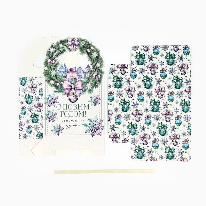 Коробка новогодняя складная &laquo;Новогодний венок&raquo; 18.4 х 30.4 х 7.3 см, Новый год