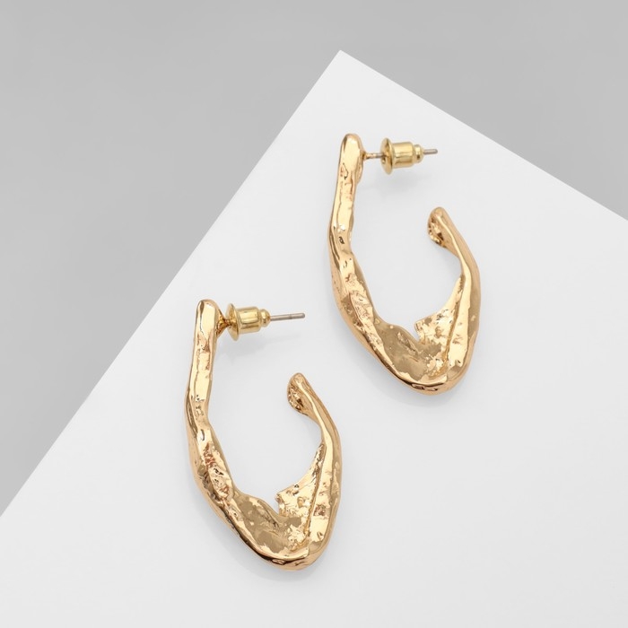 Серьги металл &laquo;Модерн&raquo; мятый крючок, цвет золото