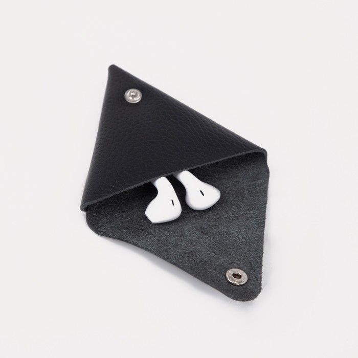 Футляр для монет/наушников на кнопке, цвет чёрный Футляр для монет/наушников на кнопке, цвет чёрный