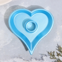 Подсвечник "Сердце" из гипса,14х2,5см,голубой
