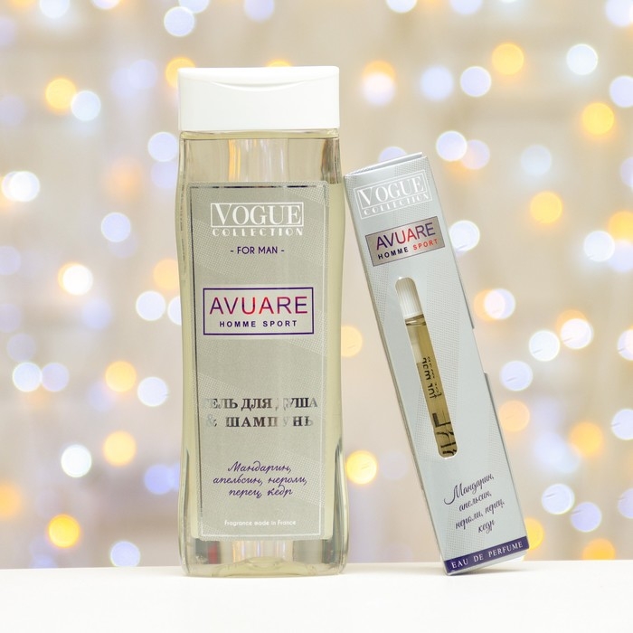 Подарочный набор косметики мужской Avuar homme sport, гель для душа 250 мл, парфюмерная вода 30 мл Подарочный набор косметики мужской Avuar homme sport, гель для душа 250 мл, парфюмерная вода 30 мл
