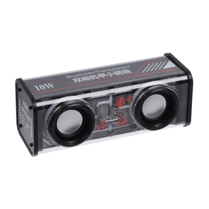 Портативная колонка А88, 10 Вт, прозрачная, подсветка, 1800 мАч, чёрная Портативная колонка А88, 10 Вт, прозрачная, подсветка, 1800 мАч, чёрная