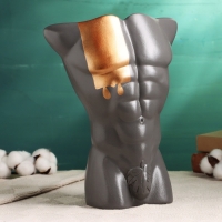 Кашпо - ваза "Торс мужчины" серое с бронзой, 28 см Кашпо - ваза "Торс мужчины" серое с бронзой, 28 см