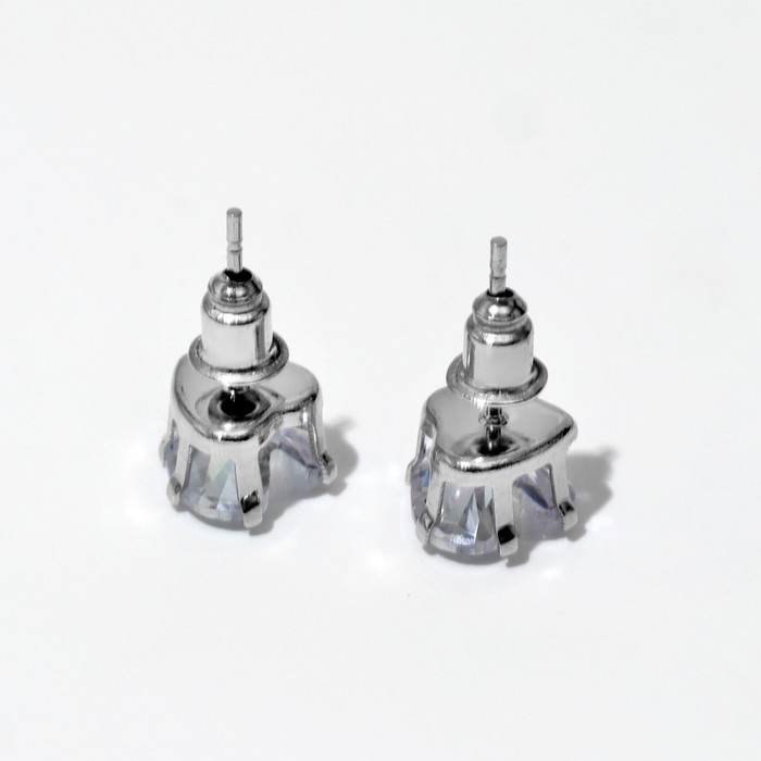 Набор 2 предмета: серьги, глиттер &laquo;Сердце&raquo;, цвет белый в серебре, цвет глиттера МИКС