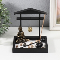 Сад Дзен "Будда у храма" песок+камни+аромапалочка+колокол 15,5х13х15 см Сад Дзен "Будда у храма" песок+камни+аромапалочка+колокол 15,5х13х15 см
