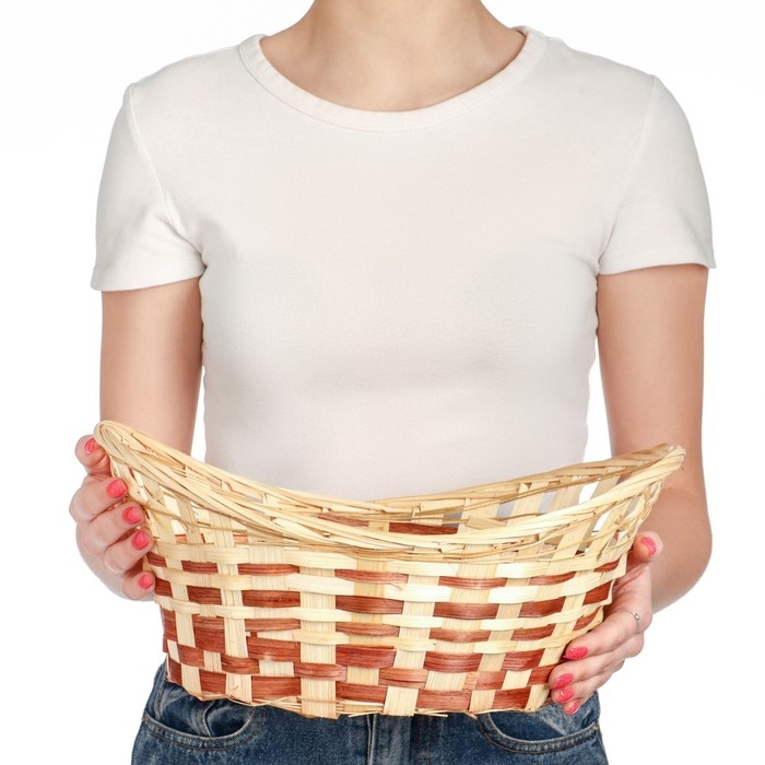 Корзина плетеная «Ладья», 36×27×13 см, бамбук Корзина плетеная «Ладья», 36×27×13 см, бамбук