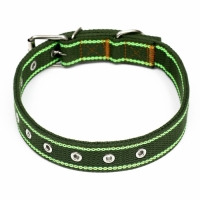 Ошейник брезентовый безразмерный двухслойный, 67 х 3 см, хаки/салатовый