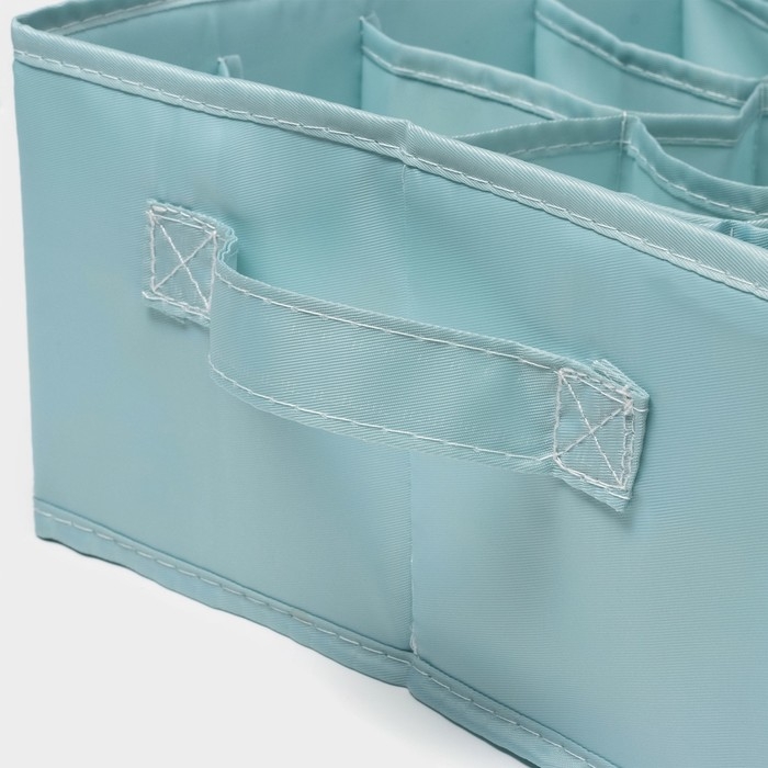 Органайзер для хранения белья &laquo;Комфорт&raquo;, 18 ячеек, 35&times;24&times;13 см, цвет бирюзовый