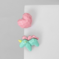 Серьги пластик &laquo;Абстракция&raquo; единорог и сердце, цветные